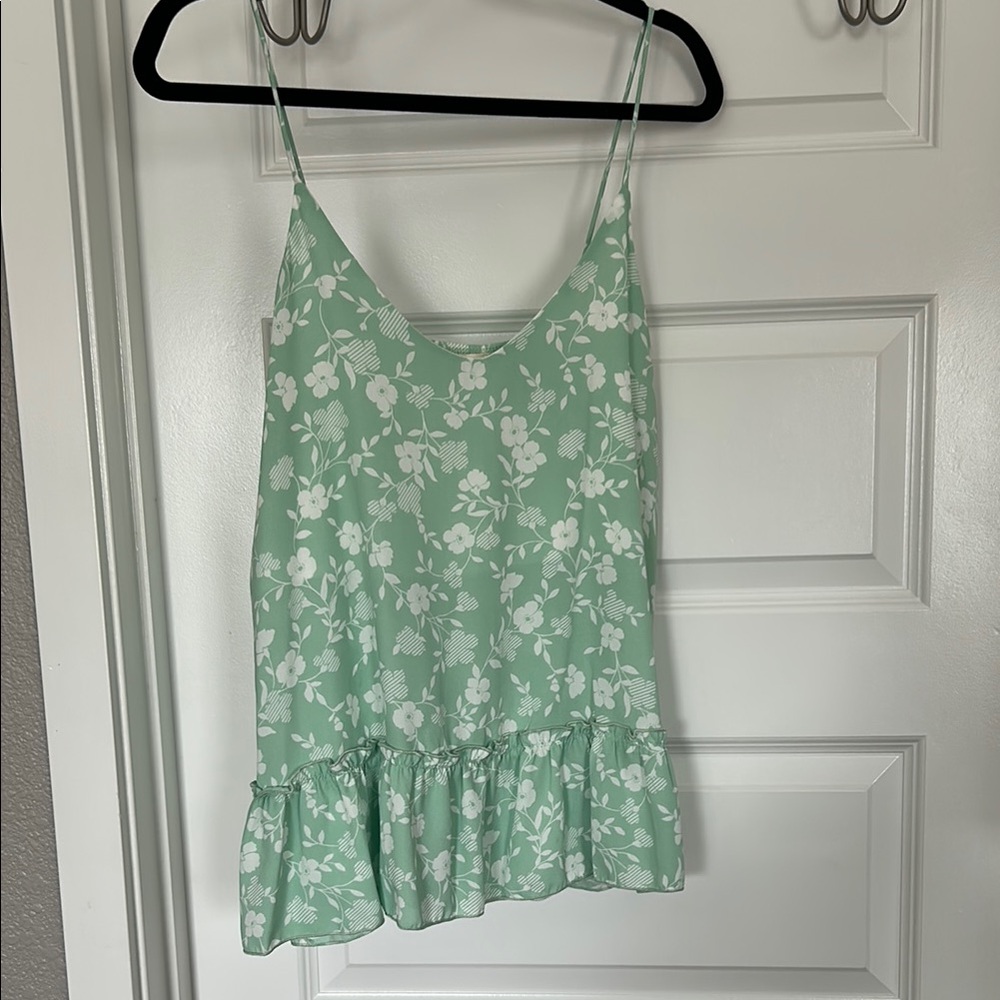 Floral Green Spaghetti Strap Top